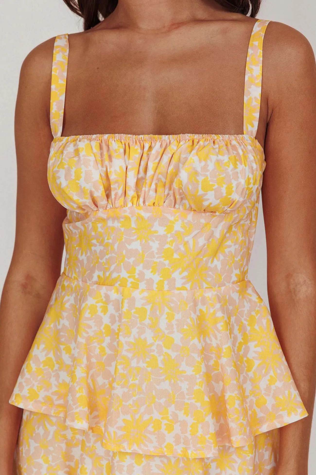 Floral Print Tie-up Tiered Midi Dress