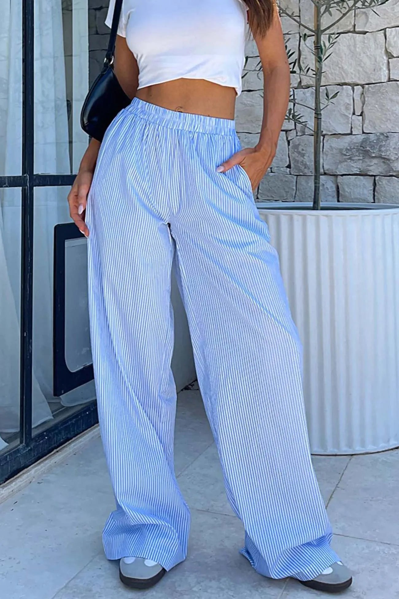 Striped Wide Leg Loose Trousers