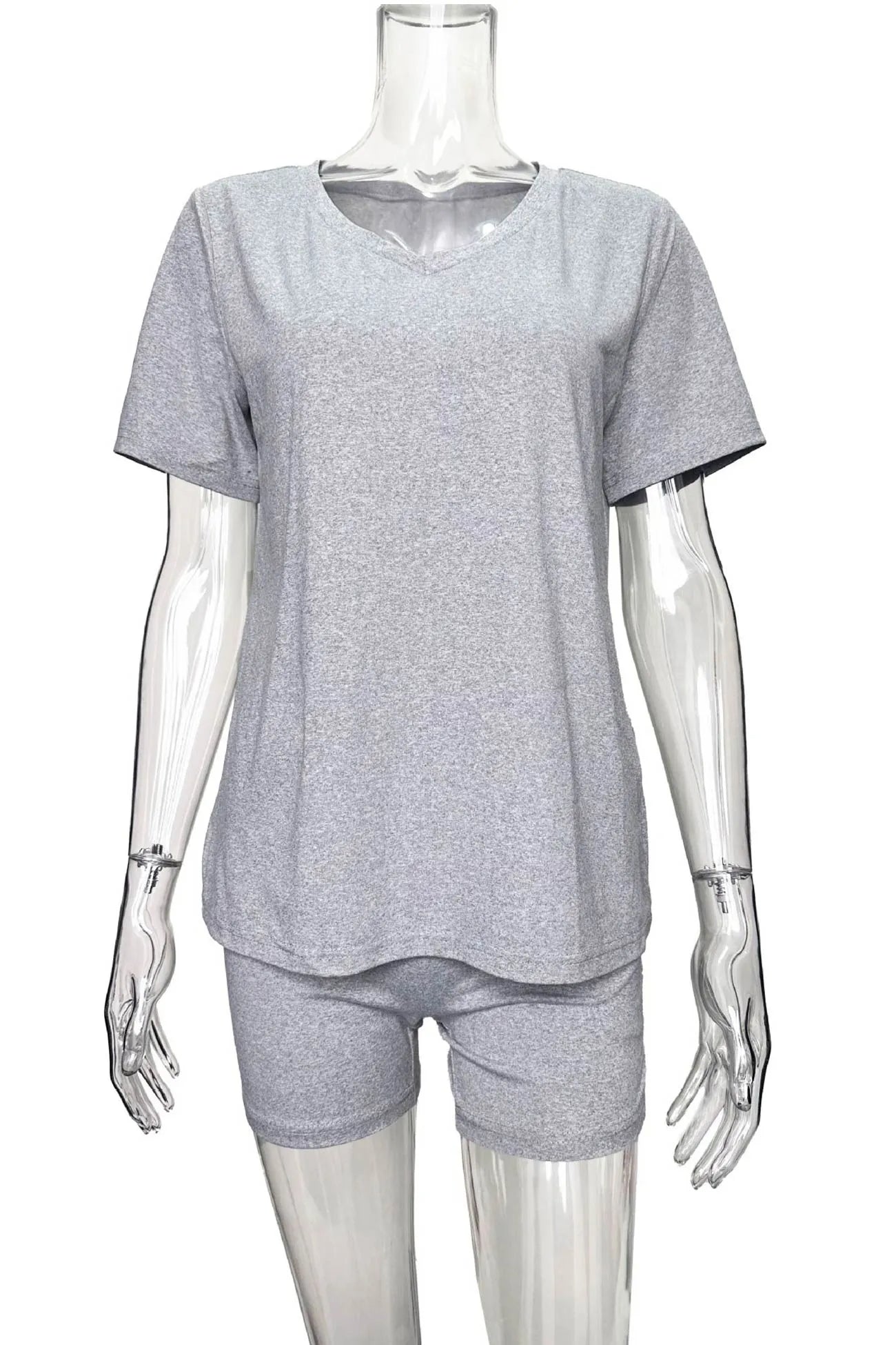 V Neck Short Sleeve T-shirt Shorts Set